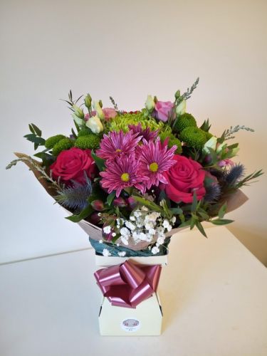 Christmas Bouquet with 3 Red Roses